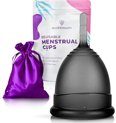 EcoBlossom Kit coppetta mestruale - Prodotto alternativo a tampone, assorbente e disco - Indossabile per 12 ore - Coppetta mestruale riutilizzabile (coppetta normale)