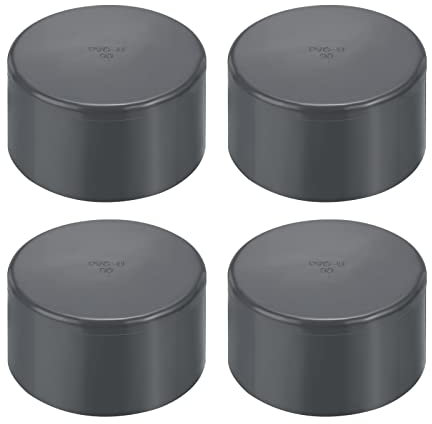 PATIKIL 90mm UPVC Raccord de Capuchon d'extrémité de Tuyau, 4 Paquets Meubles Prise de Couplage pour Bricolage, Jardin, Gris