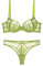 Necalisi Push up Bra Green Lingerie for Women Floral Lace Bra with Embroidery Bra with Half Cup Bra and Knickers Set (Underwire Lingerie Set) deep Plunge Bra 70B