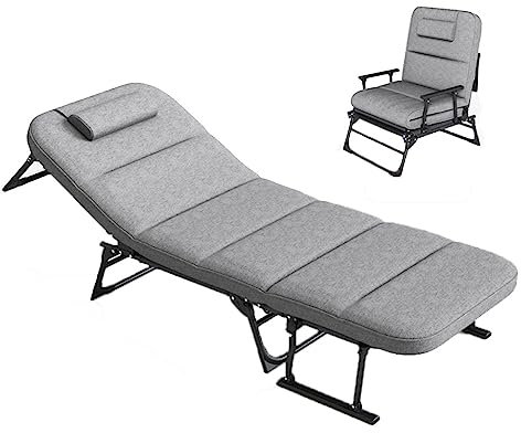 KOSTING 2-in-1 klappbare Terrassen-Loungesessel mit 6 Gängen, Liegesessel mit Abnehmbarer Matratze for drinnen und draußen, klappbarer Loungesessel, for Pool, Strand, Rasen, Terrasse, Camping