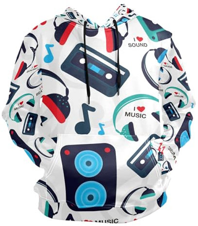 KAAVIYO Musica Ascolta Radio Auricolare Melodioso Felpe Felpa con Cappuccio Atletiche 3D Stampare Hoodie Sweatshirt per Ragazze Ragazzi Uomini