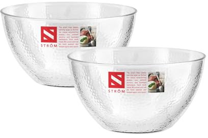 HOMESHOPA Serving Bowls, 2 Pack 30 oz Clear Plastic Mixing Bowls, Reusable Lightweight Durable Popcorn Salad Bowls, Round Multi-Use Kitchen Cooking Bowl Set for Party, Picnic, Outdoor Dining