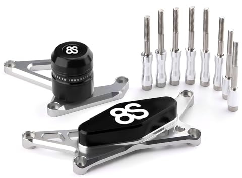 Modeer Kompatibel mit GSX-8S 2023 2024 2025 GSX 8S Motorrad rahmen Antikollisions-Fallschutz Slider Crash gsx-8s gsx8s Zubehör (Silber-Schwarz)