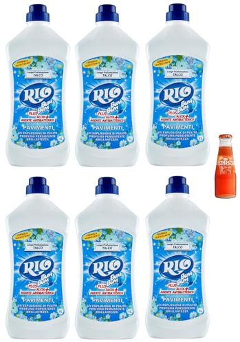 6x RIO Bum Bum Pavimenti, detergente per pavimenti con alcool, profumo di Talco, 1000ml + 1x Gingerino Recoaro Aperitivo Italiano 10cl IN OMAGGIO