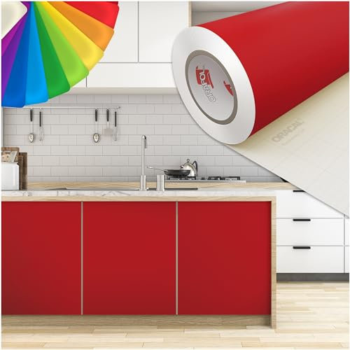 PRINT.GG Klebefolie Möbel - Möbelfolie in vielen Größen - Selbstklebende Folie in vielen Farben - Klebefolie Schwarz Matt für verschiedene Möbeltypen, 100 x 200 cm, Rot Matt