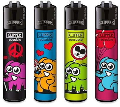 Clipper Feuerzeug 4er Set: (Zoo Party)