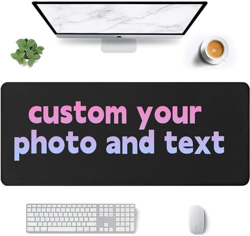 DBLXYAN Tapis de souris personnalisé avec photo – Utilisation polyvalente étendue, image et texte personnalisés, antidérapant, résistant à l'eau pour jeux et bureau XXL (90 x 30 cm)