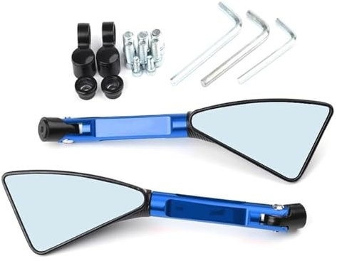 BUTUFYTR Lenkerendenspiegel Für Kawa&saki Für Vulcan/S 650cc Für V&ulcans 650cc Universal Motorrad Spiegel CNC Seite Rückspiegel(Blau)