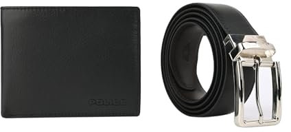 Police Geschenkbox für Herren, Geldbörse und Gürtel, wendbar, aus echtem Leder
