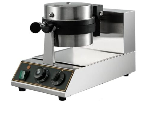 Gaufrier rond 1100 W Four électrique antiadhésif commercial rotatif à 180 ° Machine de cuisson de muffins à gâteaux à plaque double face facile à utiliser for les débutants et les professionnels