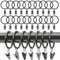 Anneaux de Rideau avec Pinces - 25 Pièces en Métal, 32mm, Noir - Clips Œillet pour Rideaux