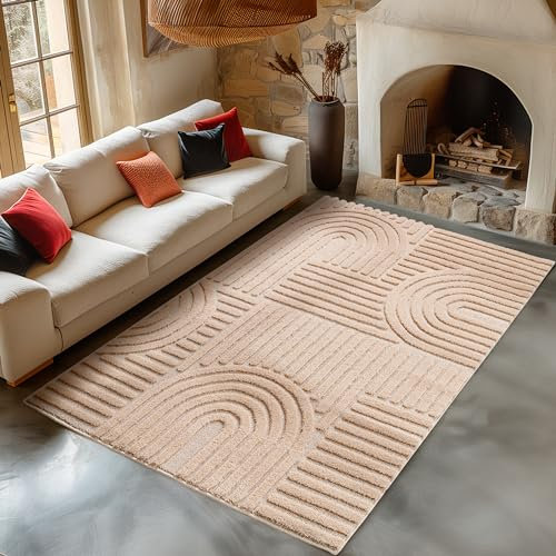 Carpetsale24 Tapis Salon Moderne Tapis Chambre Rose 60 x 110 cm - Tapis à Poils Courts, Style scandinave, Conception bohème Doux et Moelleux - Tapis Cuisine Moquette Salle de Sejour