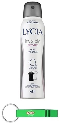 12x Lycia Deodorante Spray Invisible Fast Dry,Deodorant, 0% Flecken und Lichthöfe - Deo 150ml + Beni Culinari Kostenloser Schlüsselanhänger