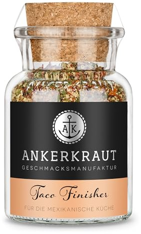 Ankerkraut Taco Finisher, auch zu Burritos und Quesadillas, leckere Gewürzmischung mit Chilischrot, Korianderblätter und Zitronenschale, 80 g im Korkenglas