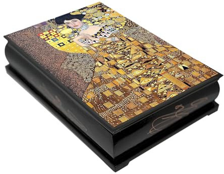 STP GOODS Adel. Gustav Klimt Schmuckschatulle aus Holz, Schmuckkästchen, Schmuckkästchen, Schmuckhalter, Aufbewahrung, Reise-Organizer, Schatztruhe, Ringhalter, Ohrring-Halskettenaufbewahrung