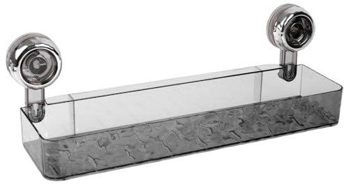 MiOYOOW Panier de Douche Mural Transparent, étagère Douche à Ventouses Verrouillables, Caddie avec Trous de Drainage pour Salle de Bain, Dortoir, Cuisine