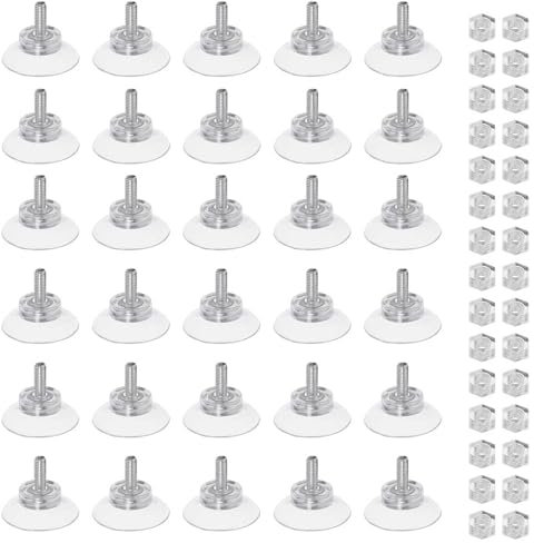 0XBIT Ventouses Transparente, 30 Pièces Ventouse Vitre avec 30 Noix, Ventouse a Visser M5 Multifonctionnelle, Démontage Sans Trace, pour Fenêtres, Miroirs, Carrelages