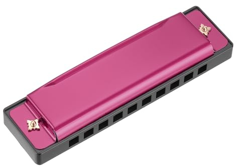 sourcing map Harmonica 10 trous 10 tons Do Key Harmonica Mouth Instruments de musique jouet pour adultes débutants éducatif (rose)