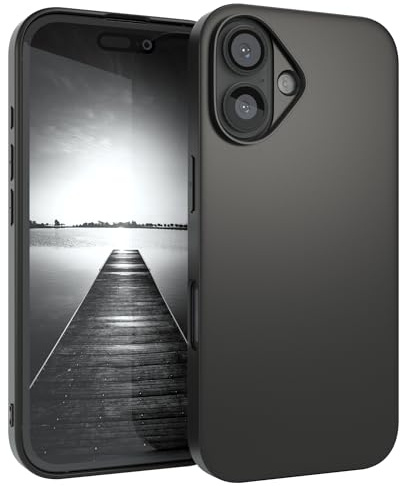 EAZY CASE - Handyhülle Silikon kompatibel mit iPhone 16 - stoßfeste Schutzhülle dünne Handyhülle für Apple iPhone 16 Hülle Fallschutz leichtes Cover schlankes Silicone Case in Schwarz