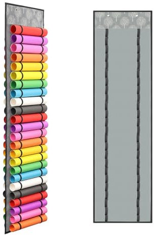 Yolispa Vinyl Rollenhalter 48 Fächer Vinyl Aufbewahrungs Organizer Geschenkpapier Halter Handwerk über Tür Vinyl Storage Organizer für Wärmeübertragung, Papier, Geschenkpapier, Kreuzstich-Stickerei