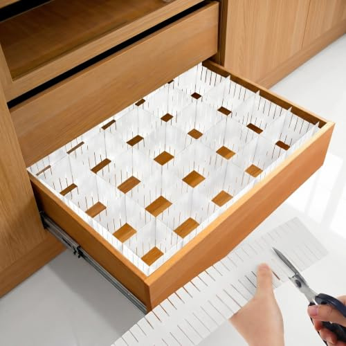 QWORK® 40 Stück Verstellbare Schubladenteiler, 35 x 7 cm Weiße Schubladentrenner, für Kommode, Küche, Schlafzimmer, Kleiderschrank