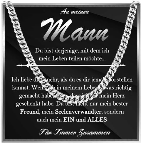 FAOMZQ Edelstahlkette für Männer, An Meinen Mann, Liebes Geschenk zum Geburtstag, Valentinstag, Weihnachten, Jahrestag, Hochzeitstag, Jubiläen