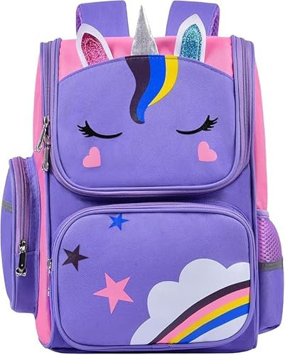 Aucuu Rucksack für Mädchen, Rucksack Kinder, Schulrucksack Mädchen, Große Kapazität Kinderrucksack, Leichter Schulrucksack Kinder für Outdoor, Schule, Reisen