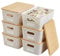 Sagittar Set of 6 Storage Boxes with Bamboo Lid, Imitation Rattan Plastic Storage Basket, Stackable Storage Bins, Ideal for Kitchen, Bathroom, Office, Wardrobe (White)