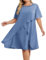 Hanna Nikole Dresses for Wedding Guests Plus Size Mother of The Bride Dresses Chiffon Evening Dress Sequin Round Neck Midi Formal Cotail Dress Blue Gray