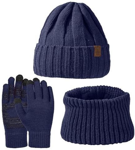 Damen Winter Beanie Mütze Schal Touchscreen Handschuhe Set Warme Wintermütze Loop Schal Schlauchschal Winterhandschuhe Weihnachten Geschenk für Frauen Mütze, Schal & Handschuh-Sets FüR Damen