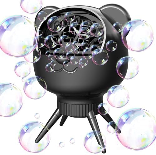 NesveCit Automatische Seifenblasenmaschine, 38000+ Seifenblasen/Min. Automatische Blasenmacher für Kinder, 90°/180° Rotation 500ml Seifenblasen für Kinder/Haustier/Hochzeit/Party/Geschenk(schwarz)