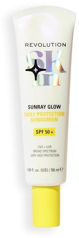 Revolution Skin, Sunray Glow Täglicher Sonnenschutz SPF 50+, Leichte Nicht-Fettende Formel mit Vitamin C, Vegan & Tierversuchsfrei, 50 ml