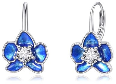 Orchid Earrings Sterling Silver Orchid Hoop Earrings Flower Jewellery Gifts for Women