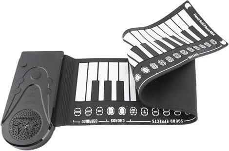 Jectse 49 Key Roll Up Piano, Tragbare Elektronische Klavier -Tastatur, Faltbare Roll -Up -Klavier mit 16 Tönen 10 Rhythmen 16 Level Volumensteuerung 32 Level Beat Control