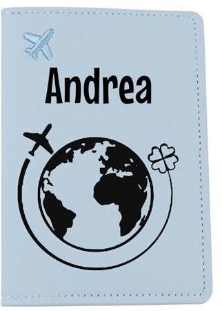 Vero Bijoux Porta Passaporto Personalizzabile - Vari colori - Idea regalo Coppia - Idea regalo addio al Nubilato Celibato (Celeste)