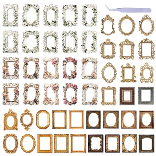 YiiHHooN Spitze Rahmen Scrapbook, 110 Stück Hohle Geprägt Foto Rahmen, Vintage Hohlrelief Fotorahmen Mini Fotorahmen Scrapbooking Zubehör für DIY Vintage Journaling Zubehör