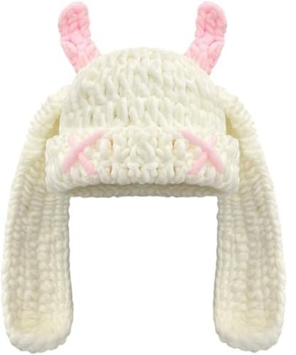 Zghhc Y2k Hasenohren Strickmütze Mütze Warme Lustige Häkelmütze Für Frauen Und Winter Pullover Partyhüte