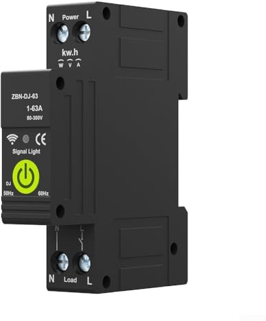 ZAMETTER Disjoncteur intelligent 63 A Intell-igent Compteur d'énergie à distance et commande vocale Protection réglable contre les surintensités Installation facile pour surveillance de sécurité