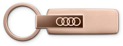 Audi 3182501830 Schlüsselanhänger Edelstahl Schlüsselring Keyring, mit Audi Ringe Emblem, rosé