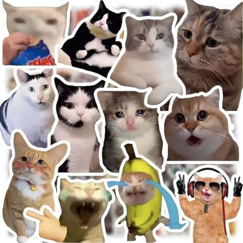 OPVYAEU 300 Katzensticker Meme Lustige Sticker Cute Kitty Sticker Set Ästhetisch Für Laptop, Auto, Wasserflasche, Notizbuch, Geschenk