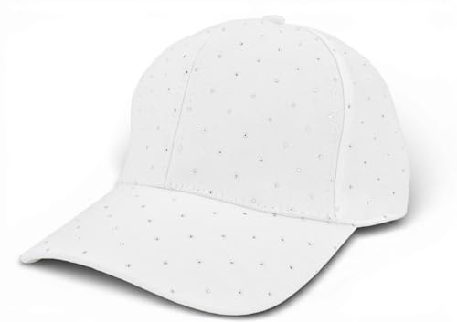 styleBREAKER Damen Baseball Cap Strass Glitzer Steine | 6-Panel Kappe aus Polyester, 7 cm gebogener Schirm, integriertes Schweißband, stufenlos per Schnalle anpassbar (55-59 cm).