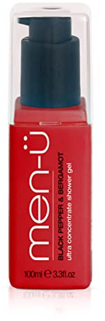 men-ü BLACK PEPPER & BERGAMOT mens shower gel 100ml, mens body wash - Travel men. Long lasting, Vegan, Fruity Fragrance. shower gel 100ml