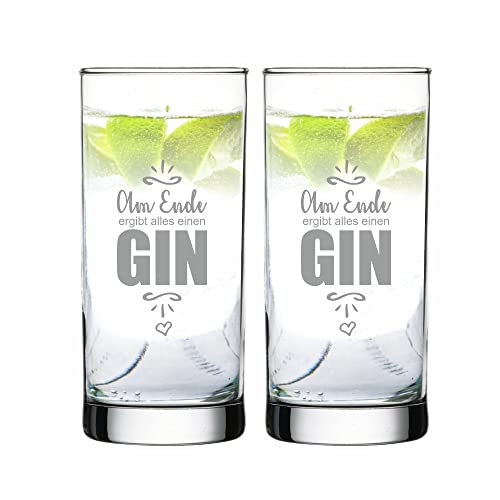 4youDesign 2-er Set Gin-Gläser | Am Ende ergibt alles einen GIN! | Geschenkidee für Männer und Frauen | Geschenk zum Geburtstag, Weihnachten, Valentinstag | Füllmenge pro Glas 485 ml