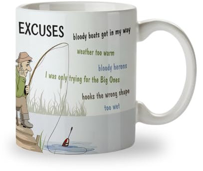 Kruzroyal DZ165 Fishing Excuses Funny Novelty Great Gift Idea Coffee Tea Mug