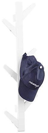 Relaxdays Wandgarderobe aus Bambus, 6 Haken, Garderobe, Kleiderhaken für Bad und Flur, HxBxT: 78 x 22 x 7 cm, weiß