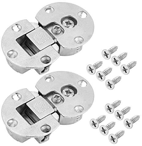 Jadeshay Hinges,2 Pieces Door Hinges Hidden Cabinet Hinges Adjustable 90 Degree Page Turning Hinge Back Flap Hinge for Lifting Desk Kitchen Folding Dining Table with 12 Pieces Mounting Screws