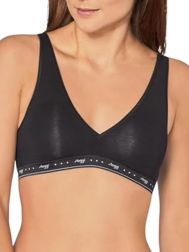 Sloggi Womens 24/7 100 Cotton Soft Cup Bralette Top Size 10 in Black 96% Cotton, 4% Elastane Non-Padded Non-Wired