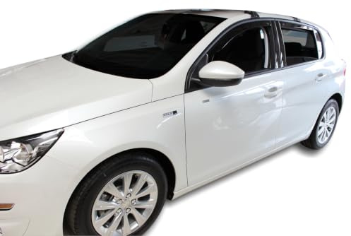 J&J AUTOMOTIVE Windabweiser passend für Peugeot 308 5-Türer Schrägheck 2013-2021 4tlg, Heko Regenabweiser Vorne Hinten Getönt Dunkel Passform