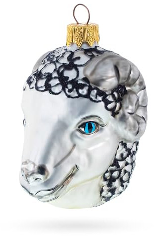 Ram Head Glass Christmas Ornament