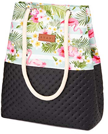 Bvani Große Damen Shopper Tasche zum Einkaufen Reisen Arbeiten Schule - Tote Bag (Rosa Flamingos Punkte)